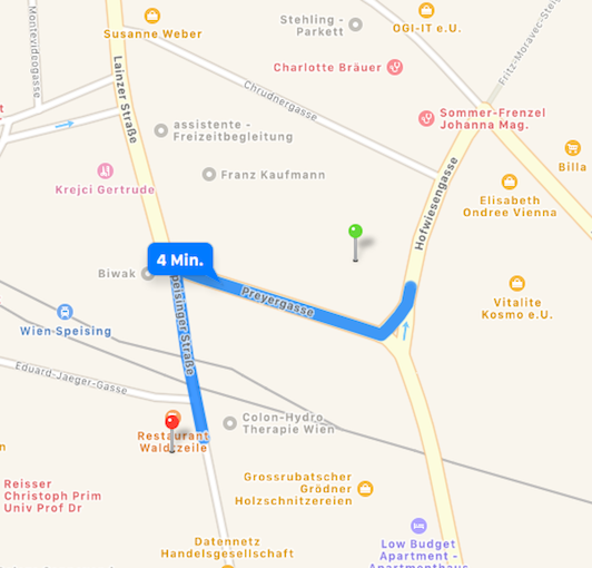 56A, 56B - Station Preyergasse Auszug Straßenplan Straßenbahn/Bus - Praxis