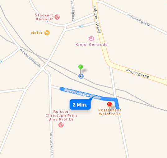 S80 - Bahnhof Speisung Auszug Straßenplan Schnellbahn - Praxis